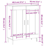 Skjenk svart 69,5x34x90 cm konstruert tre