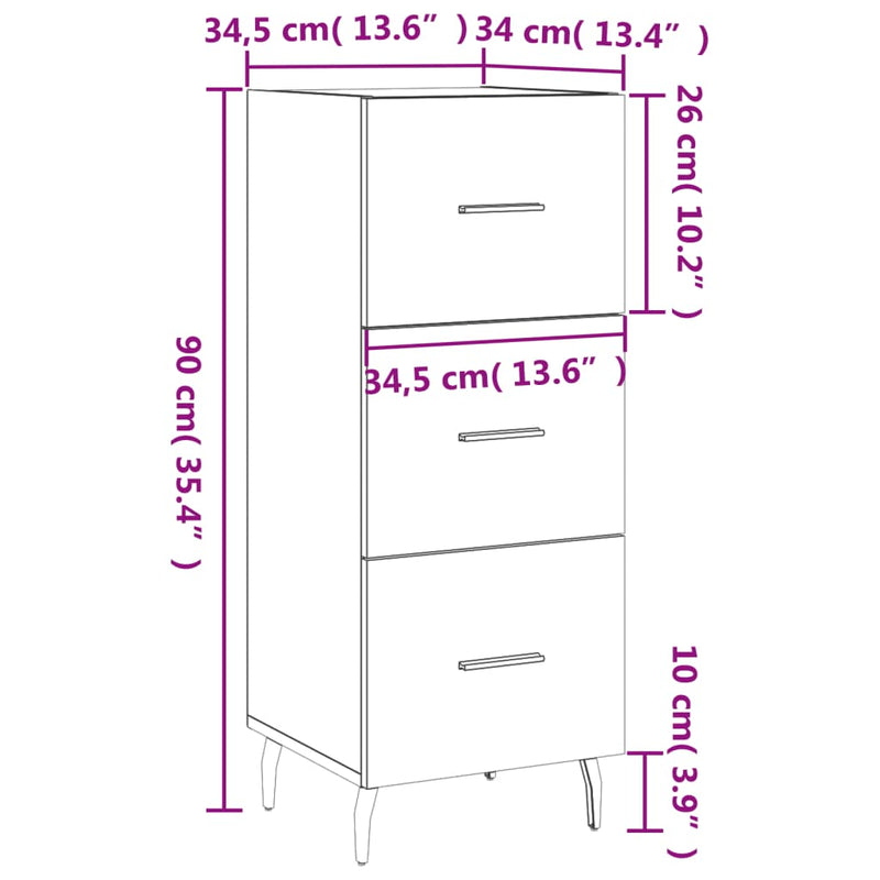 Skjenk sonoma eik 34,5x34x90 cm konstruert tre