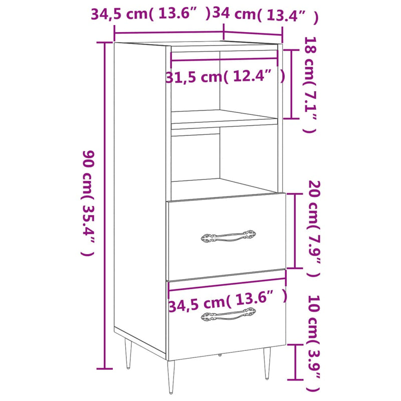 Skjenk røkt eik 34,5x34x90 cm konstruert tre