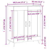 Skjenk røkt eik 69,5x34x90 cm konstruert tre