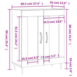 Skjenk hvit 69,5x34x90 cm konstruert tre