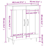 Skjenk sonoma eik 69,5x34x90 cm konstruert tre