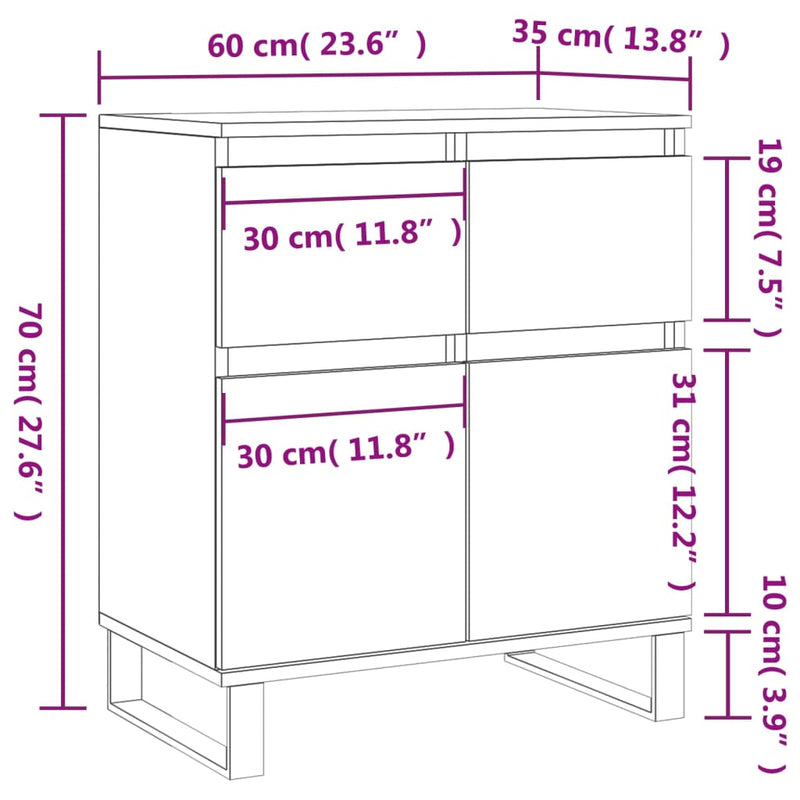 Skjenk røkt eik 60x35x70 cm konstruert tre