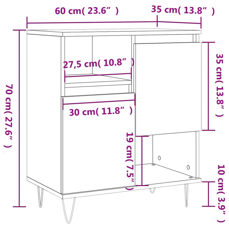 Skjenk svart 60x35x70 cm konstruert tre