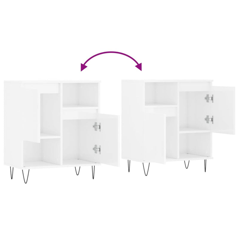 Skjenk høyglans hvit 60x35x70 cm konstruert tre