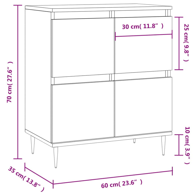 Skjenk svart 60x35x70 cm konstruert tre