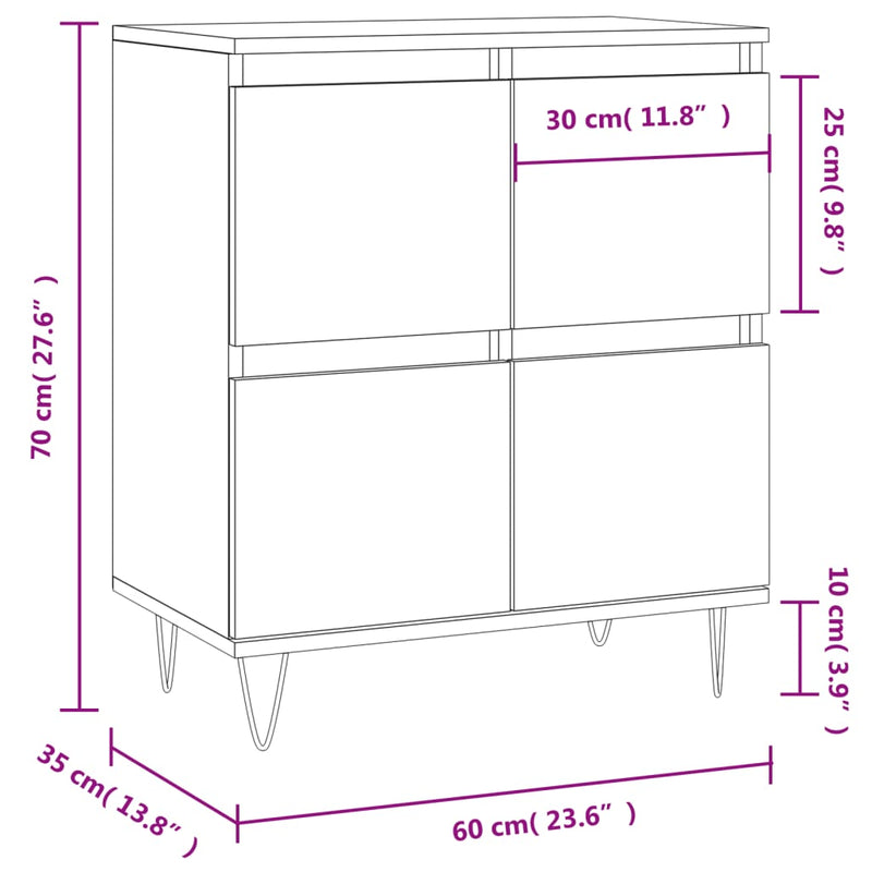 Skjenk svart 60x35x70 cm konstruert tre