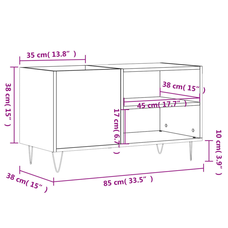 Hifi-benk betonggrå 84,5x38x48 cm konstruert tre