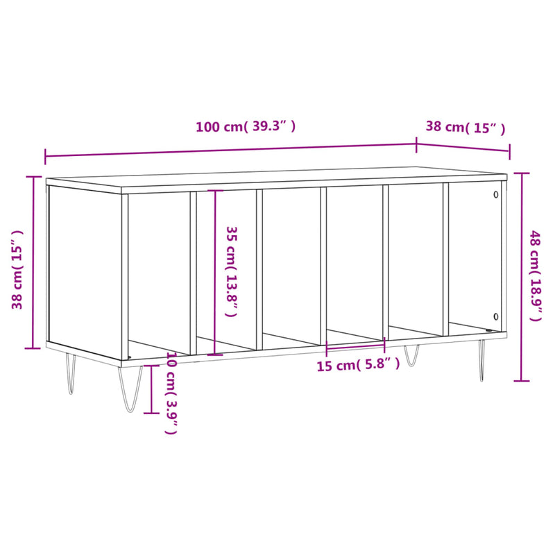 Hifi-benk sonoma eik 100x38x48 cm konstruert tre