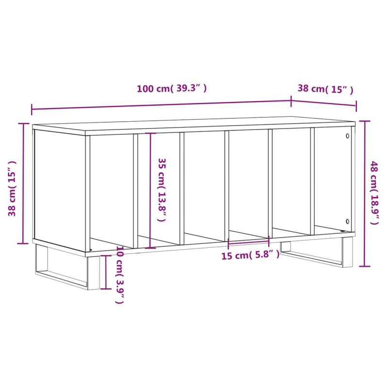 Hifi-benk røkt eik 100x38x48 cm konstruert tre