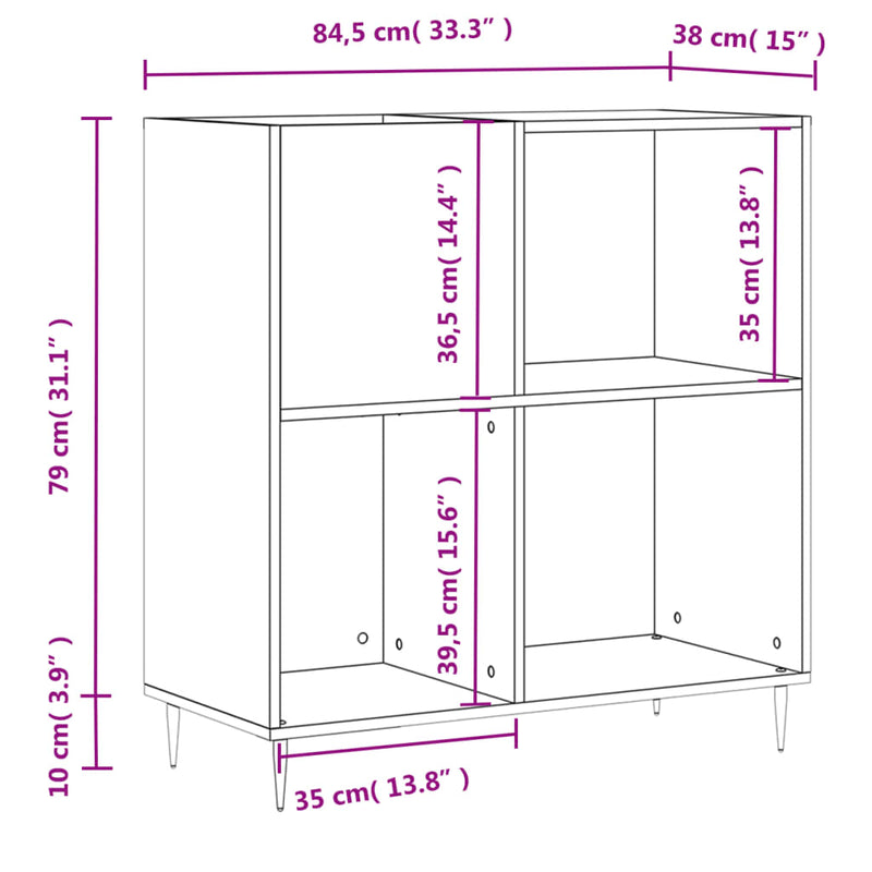 Hifi-benk røkt eik 84,5x38x89 cm konstruert tre