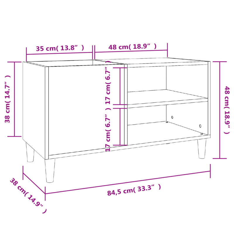 Hifi-benk sonoma eik 84,5x38x48 cm konstruert tre