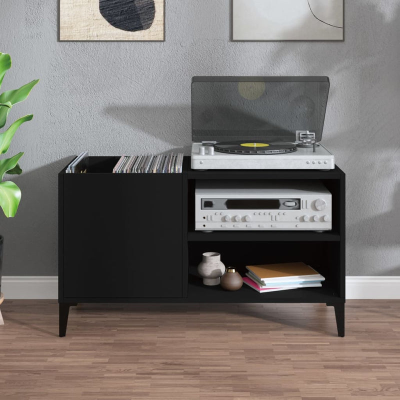 Hifi-benk svart 84,5x38x48 cm konstruert tre