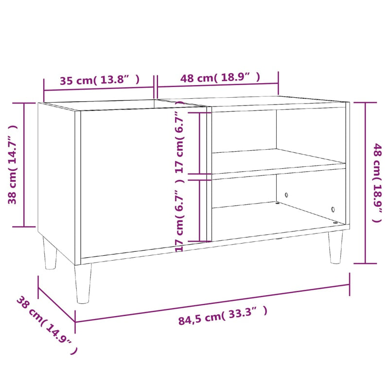 Hifi-benk svart 84,5x38x48 cm konstruert tre