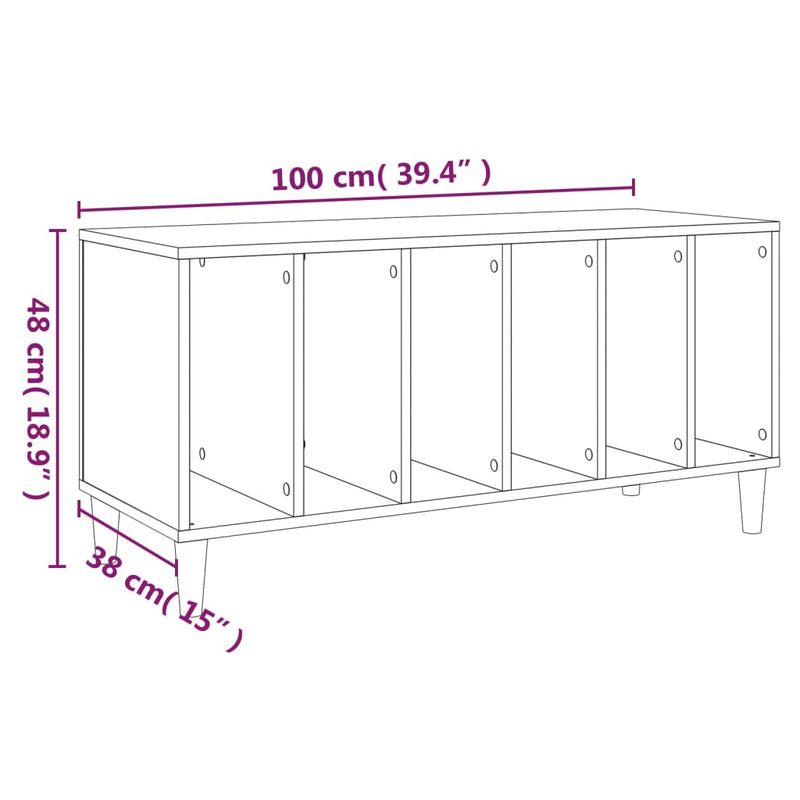 Hifi-benk grå sonoma 100x38x48 cm konstruert tre