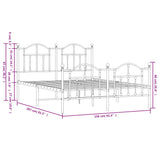 Sengeramme i metall med hode- og fotgavl hvit 150x200 cm