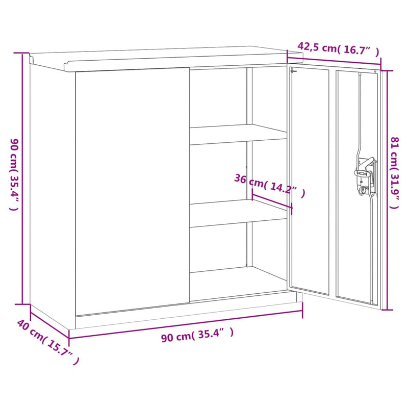 Arkivskap antrasitt 90x40x90 cm stål