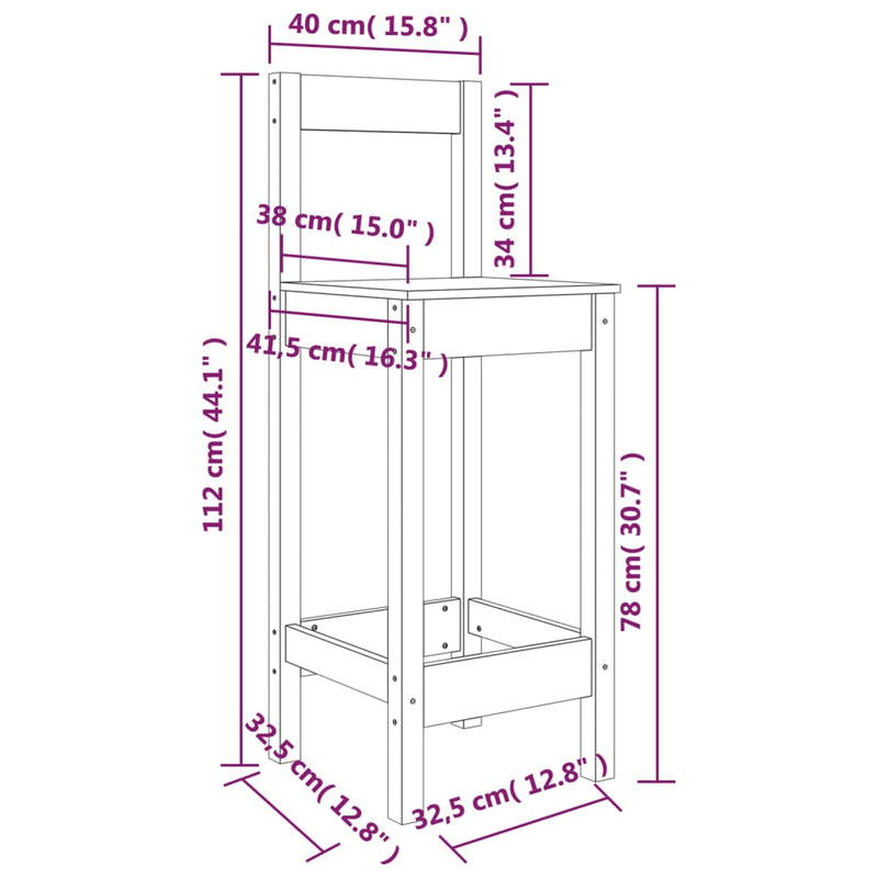 Barsett 3 deler svart heltre furu