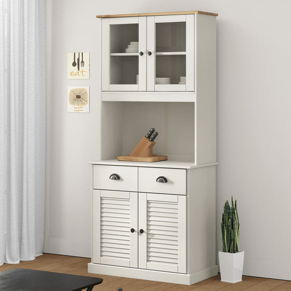 Highboard VIGO hvit 78x40x175 cm heltre furu