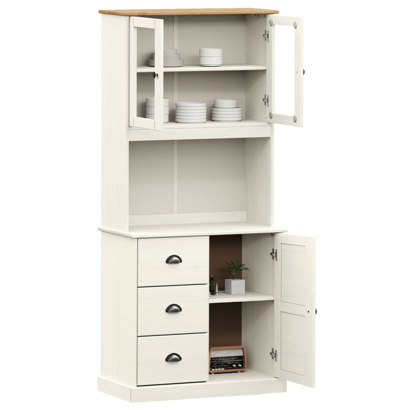 Highboard VIGO hvit 78x40x175 cm heltre furu