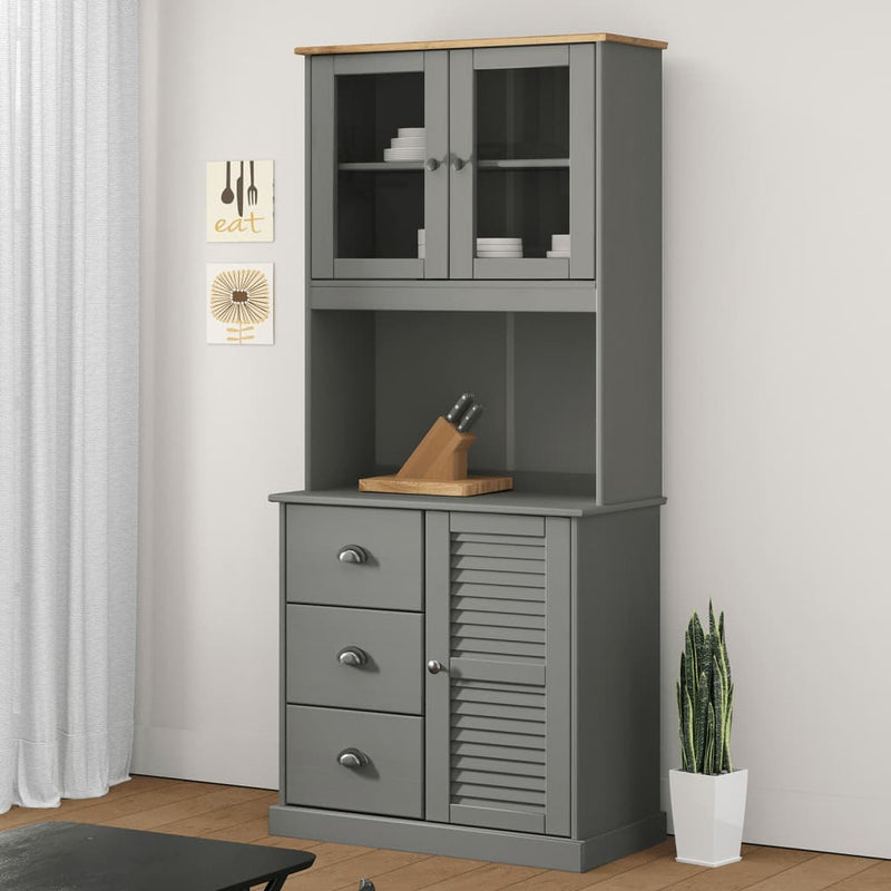 Highboard VIGO grå 78x40x175 cm heltre furu