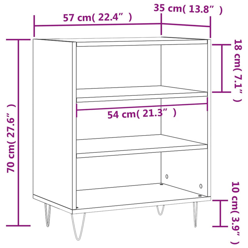 Skjenk betonggrå 57x35x70 cm konstruert tre