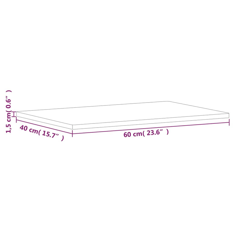 Bordplate 60x40x1,5 cm rektangulær heltre bøketre