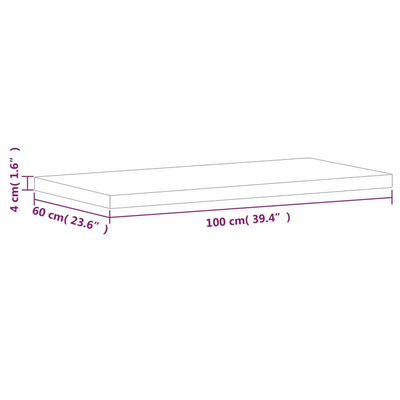 Bordplate 100x60x4 cm rektangulær heltre bøketre