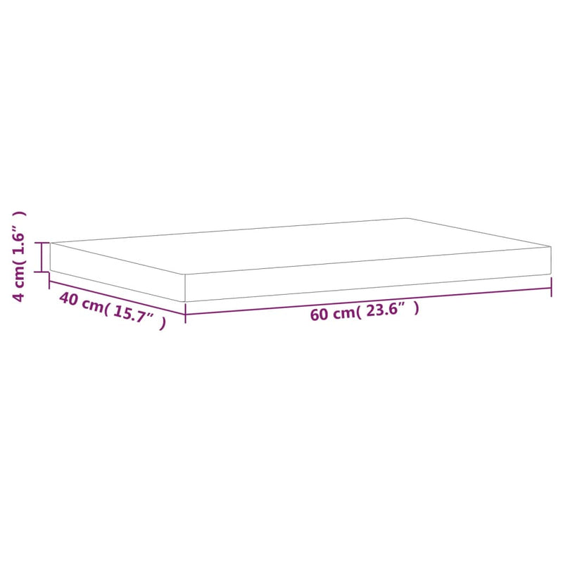 Bordplate 60x40x4 cm rektangulær heltre bøketre