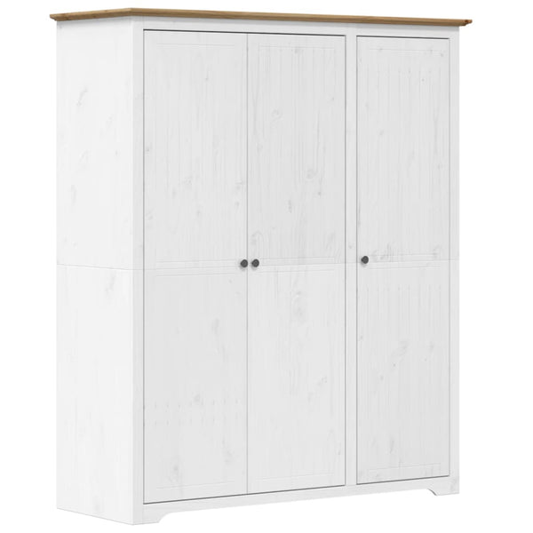 Garderobe BODO hvit og brun 146x53,5x173 cm heltre furu