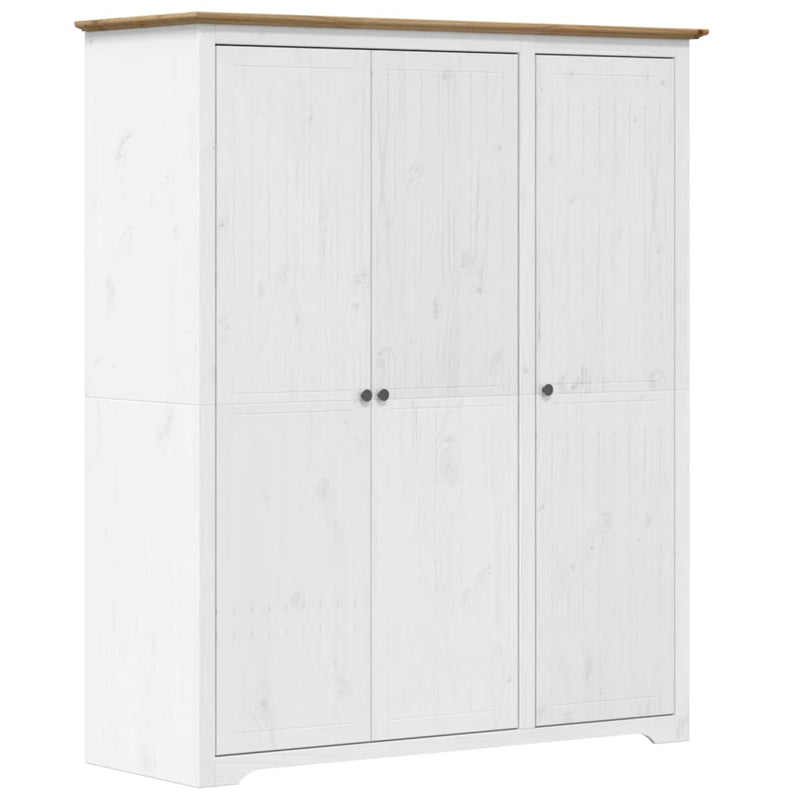 Garderobe BODO hvit og brun 146x53,5x173 cm heltre furu