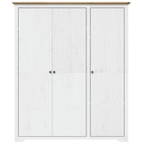 Garderobe BODO hvit og brun 146x53,5x173 cm heltre furu