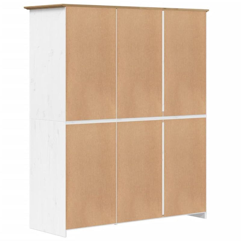 Garderobe BODO hvit og brun 146x53,5x173 cm heltre furu