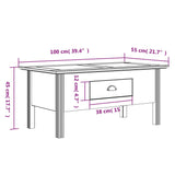 Salongbord BODO hvit 100x55x45 cm heltre furu