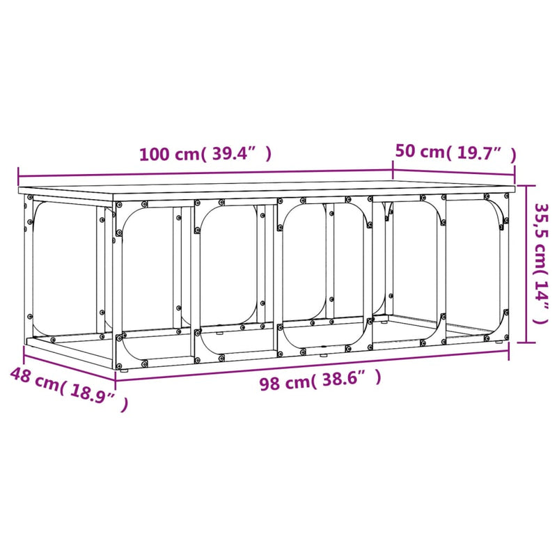 Salongbord sonoma eik 100x50x35,5 cm konstruert tre