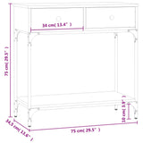 Konsollbord svart 75x34,5x75 cm konstruert tre