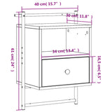 Nattbord 2 stk veggmontert sonoma eik 40x30x61cm konstruert tre