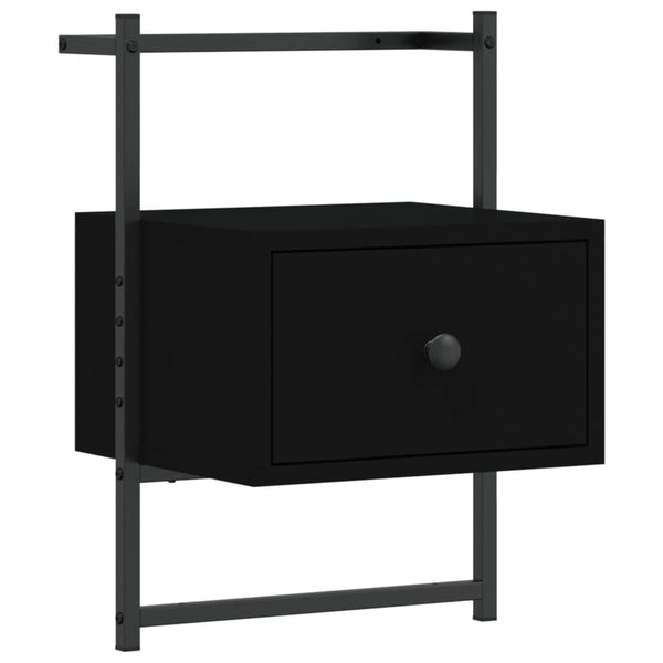 Nattbord veggmontert svart 35x30x51 cm konstruert tre
