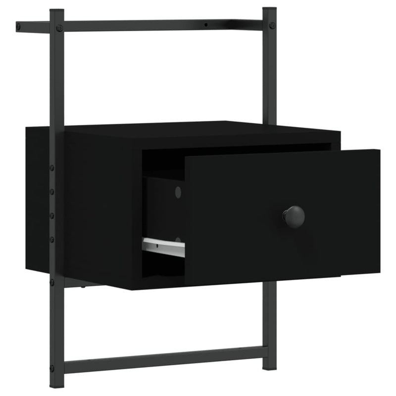 Nattbord veggmontert svart 35x30x51 cm konstruert tre