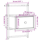 Nattbord veggmontert brun eik 35x30x51 cm konstruert tre