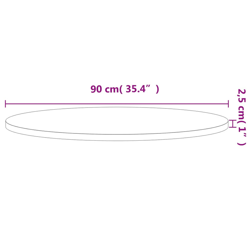 Bordplate Ø90x2,5 cm rund heltre bøketre