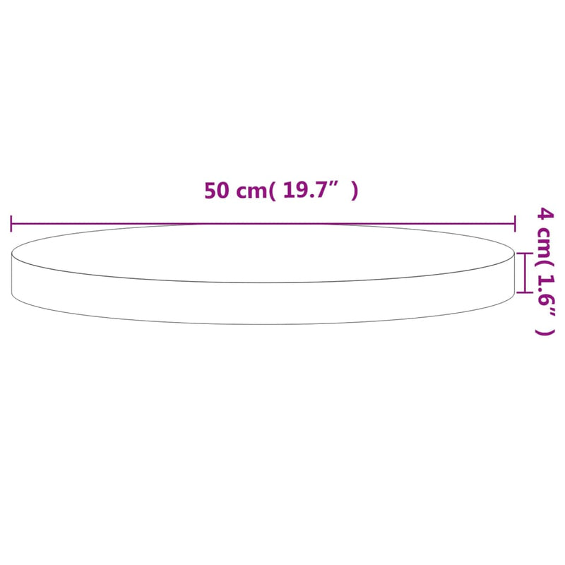 Bordplate Ø50x4 cm rund heltre bøketre