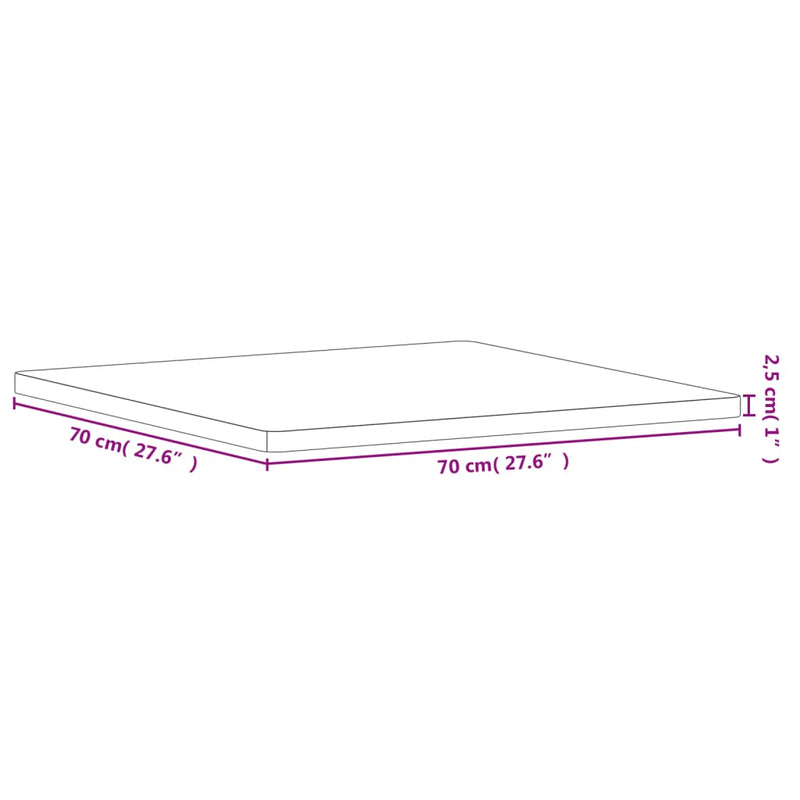 Bordplate 70x70x2,5 cm firkantet heltre bøketre