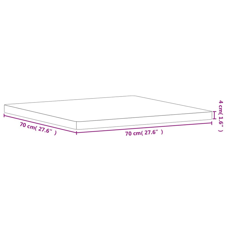 Bordplate 70x70x4 cm firkantet heltre bøketre