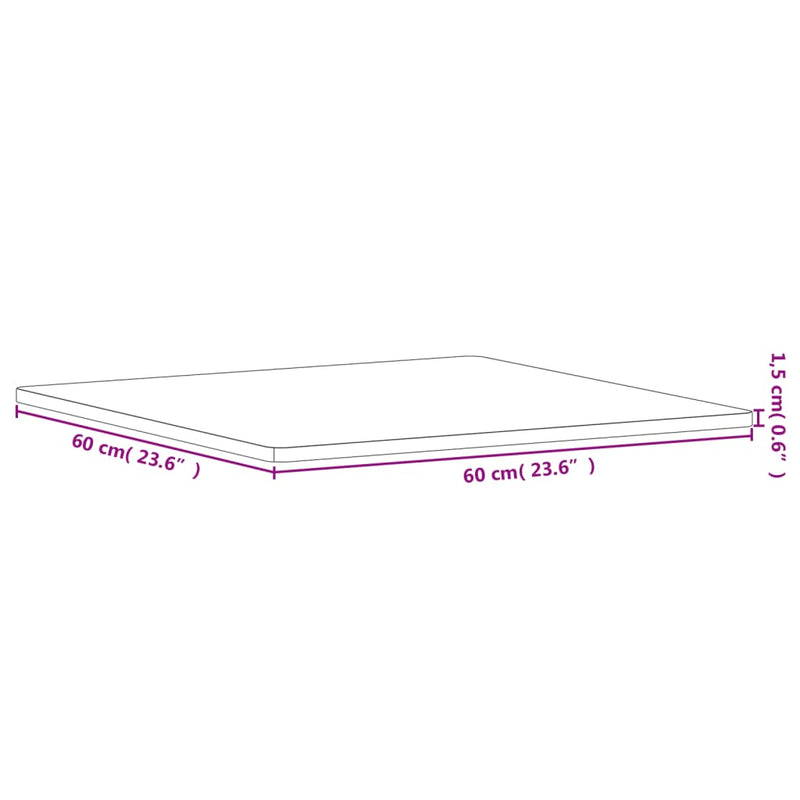 Bordplate 60x60x1,5 cm firkantet heltre bøketre