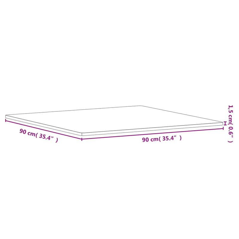 Bordplate 90x90x1,5 cm firkantet heltre bøketre
