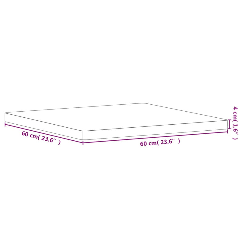 Bordplate 60x60x4 cm firkantet heltre bøketre