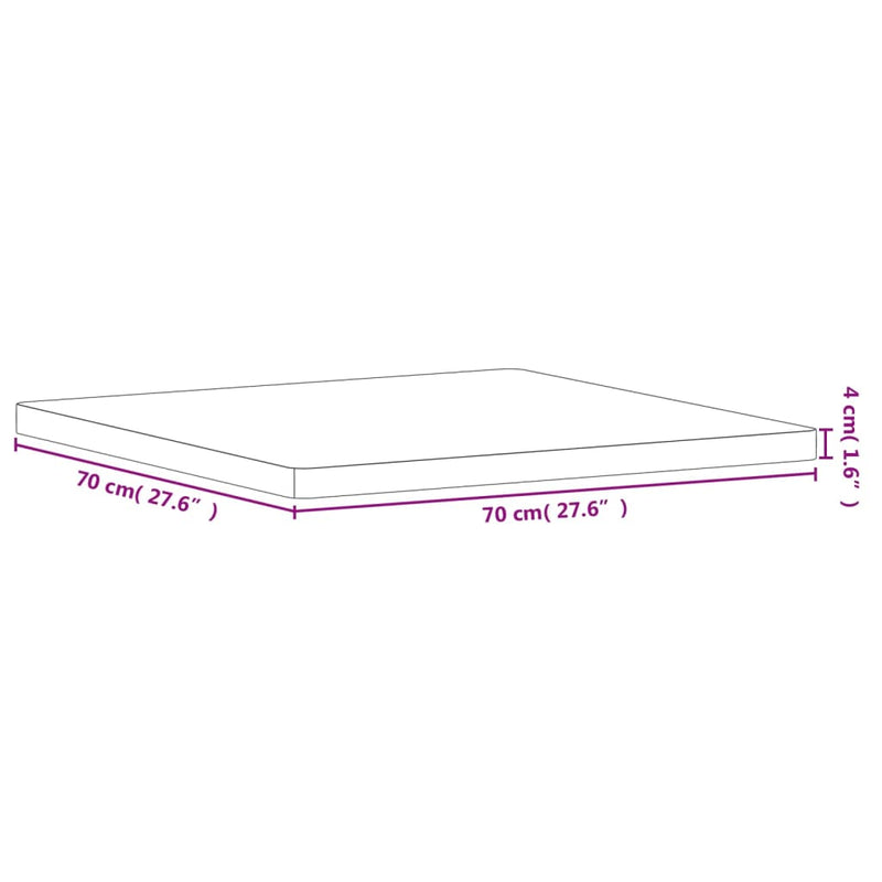 Bordplate 70x70x4 cm firkantet heltre bøketre