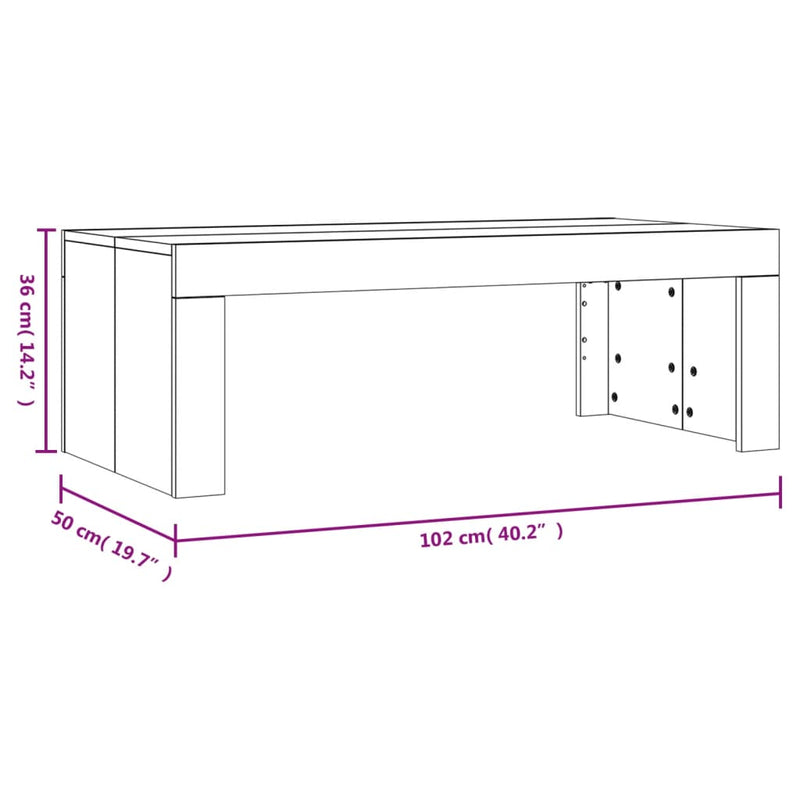 Salongbord brun eik 102x50x36 cm konstruert tre