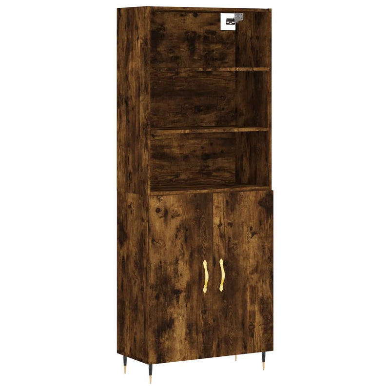 Highboard røkt eik 69,5x34x180 cm konstruert tre